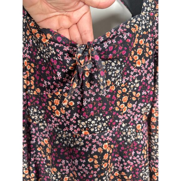 ASOS The Frolic Square Neck Midi Tea Dress With Mesh Sleeves Ditsy Floral Size 6 - Picture 4 of 13